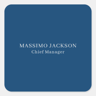 Plain Simple Blue Trendy Minimalist Professional Square Sticker