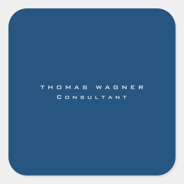 Plain Simple Blue Trendy Minimalist Square Sticker (Front)