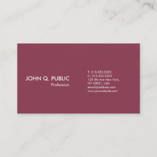 Plain Simple Bordeaux White Modern Professional Business Card