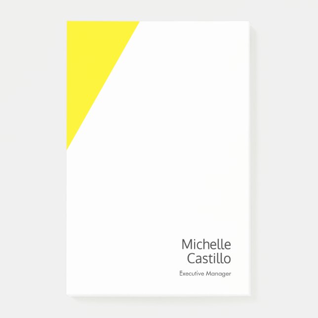 Plain Simple Bright Yellow White Minimalist Name Post-it Notes (Front)