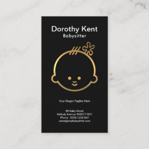 Plain Simple Cute Faux Gold Baby Face Babysitter Business Card