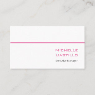 Plain Simple Feminine Minimalist Pink White Business Card