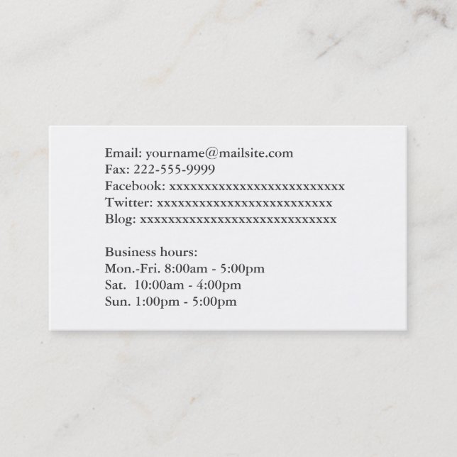 Plain, simple full information  business cards (Front)