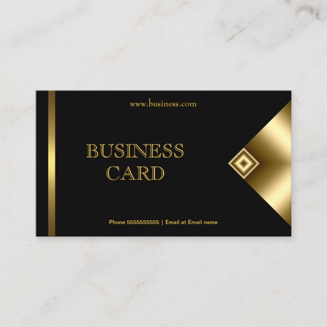 Plain Simple Gold Black Elegant Classy 4a Business Card (Front)