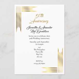 Plain simple golden wedding anniversary invitation