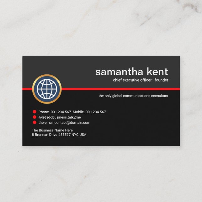 Plain Simple Grey Black Layers Businesswoman CEO Business Card (Front)