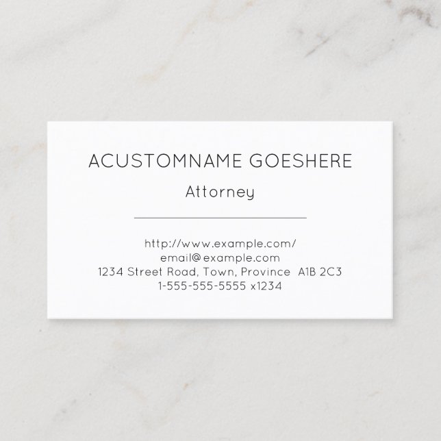 Plain, Simple, Law Professional Business Card (Front)