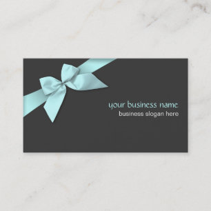 Plain Simple Light Blue Ribbon on Dark Grey Business Card