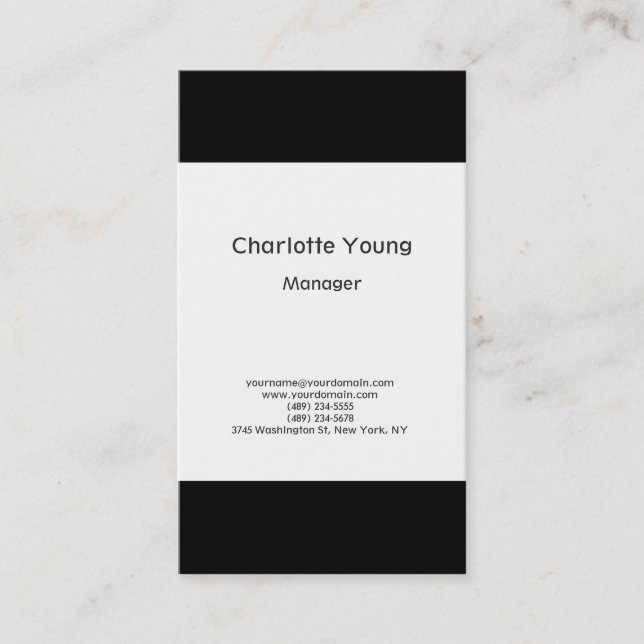 Plain simple minimalist elegant black white business card (Front)
