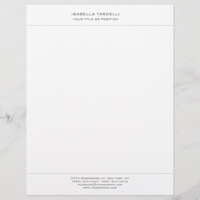 Plain Simple Minimalist Modern Professional Custom Letterhead (Front)