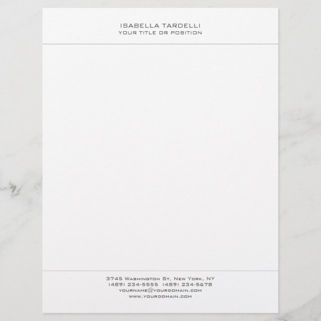 Plain Simple Minimalist Modern Professional Custom Letterhead (Front)