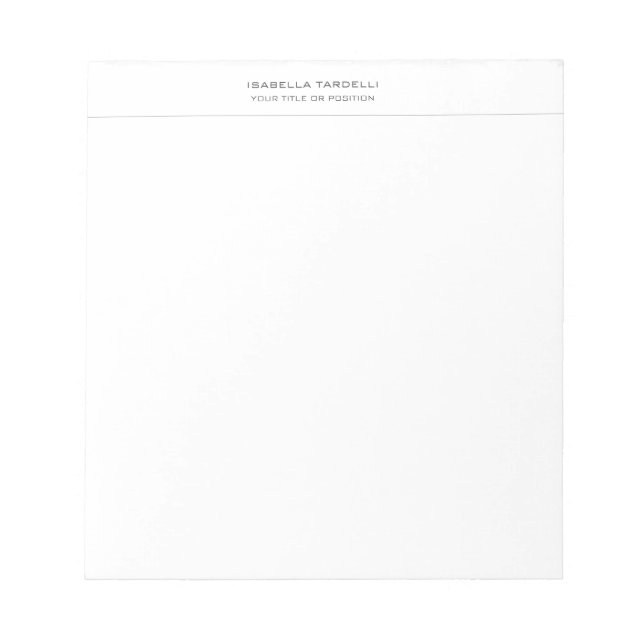 Plain Simple Minimalist Modern Professional Notepad (Front)
