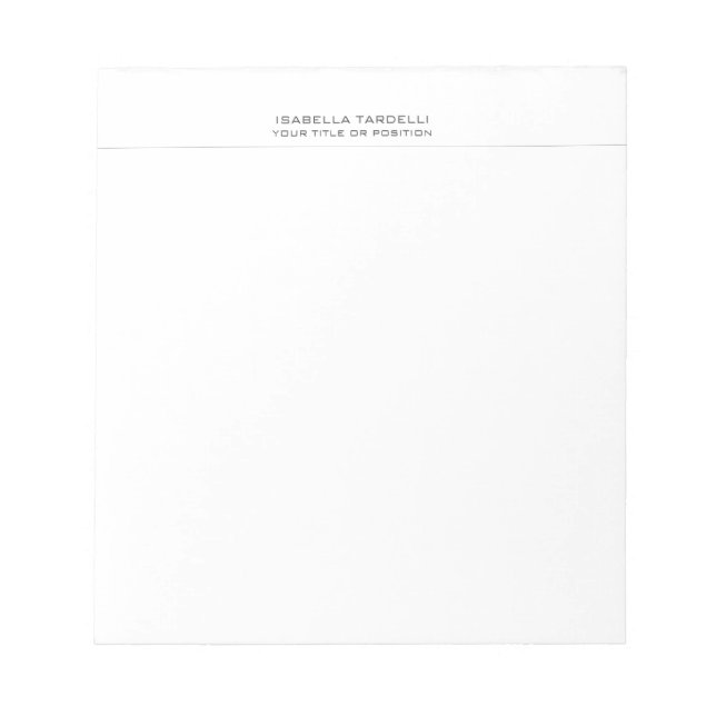 Plain Simple Minimalist Modern Professional Notepad (Front)