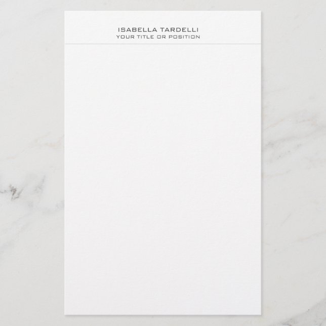 Plain Simple Minimalist Modern Professional Stationery (Front)