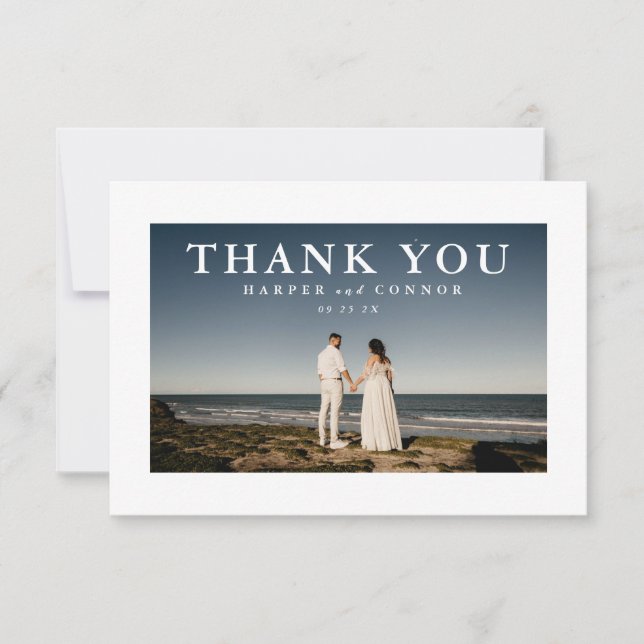 Plain Simple Modern Elegant Photo Thank You Card (Front)