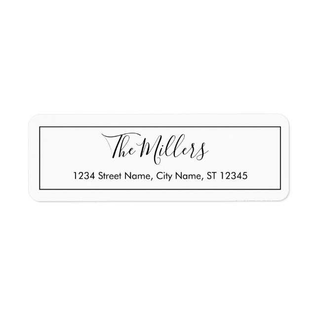 Plain Simple Modern Trendy Custom Return Address (Front)
