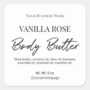 Plain Simple Modern White Body Butter Labels