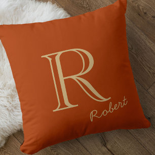 Plain & Simple Monogrammed - Burnt Orange & Honey Cushion