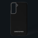Plain Simple Personalised Black Samsung Galaxy Case<br><div class="desc">This phone case features a personalised name in a block font on a simple black background.</div>