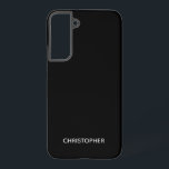 Plain Simple Personalised Black Samsung Galaxy Case<br><div class="desc">This phone case features a personalised name in a block font on a simple black background.</div>