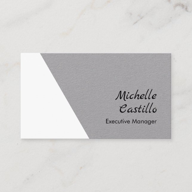 Plain Simple Professional Minimalist Grey White Business Card (Front)