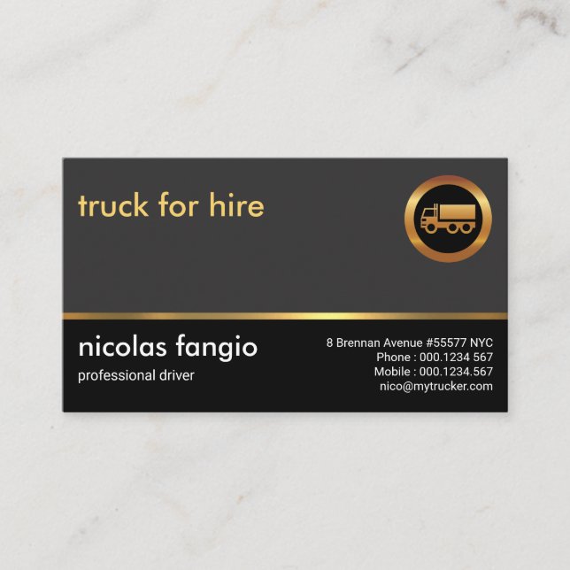 Plain Simple Professional Truck Transportation Business Card (Front)