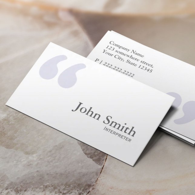 Plain Simple Quotes Interpreter Minimalist Business Card (Creator Uploaded)