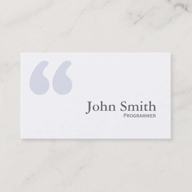 Plain Simple Quotes Programmer Business Card (Front)