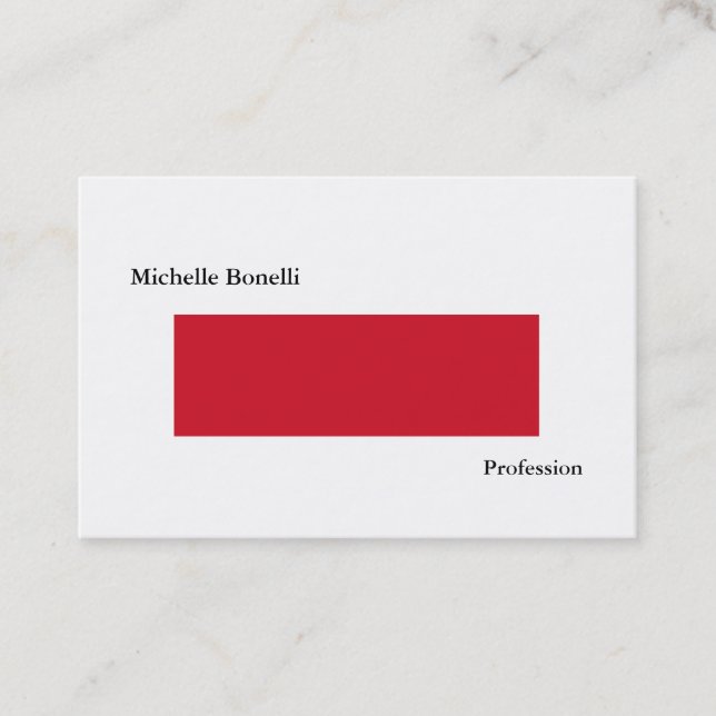 Plain Simple Red White Minimalist Modern Business Card (Front)