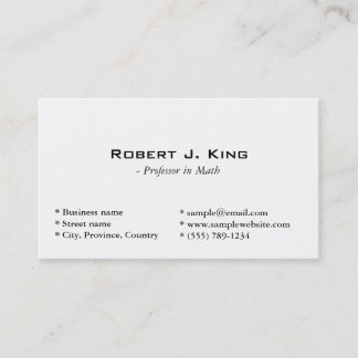 plain, simple white business card