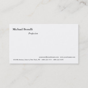 Plain Simple White Minimalist Modern Look Business Card