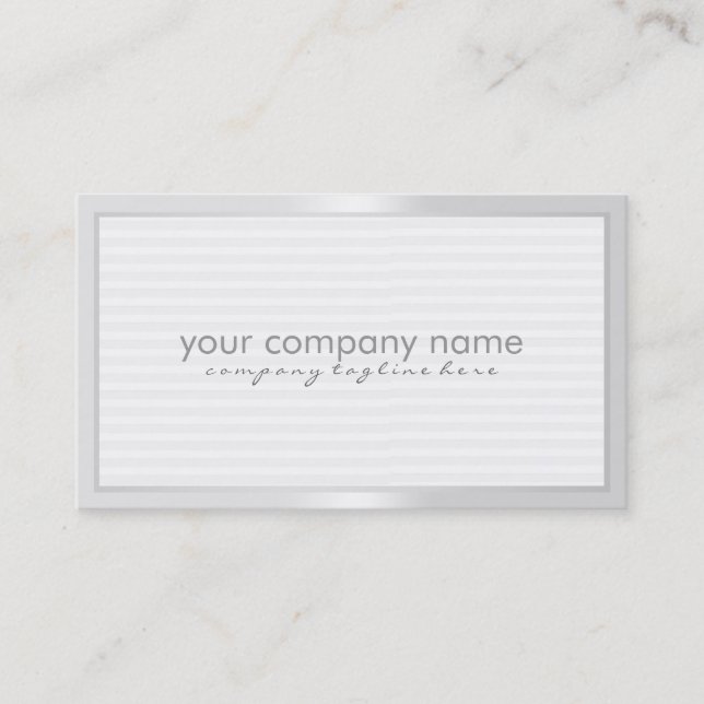 Plain Slick White Monotones Stripes Pattern 2 Business Card (Front)