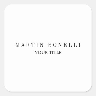 Plain Slim Professional Black & White Square Sticker