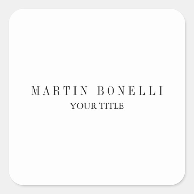 Plain Slim Professional Black & White Square Sticker (Front)
