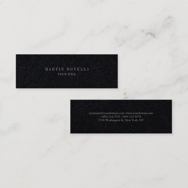 Plain Slim Professional Premium Black Mini Business Card (Front/Back)