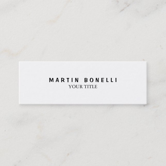 Plain Slim Professional White Mini Business Card (Front)