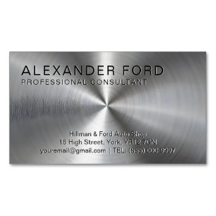 Plain Sliver Professional Radial Metallic Look Magnetic Business Card