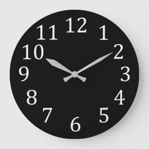 Plain Solid Black with Large White Numbers Clock