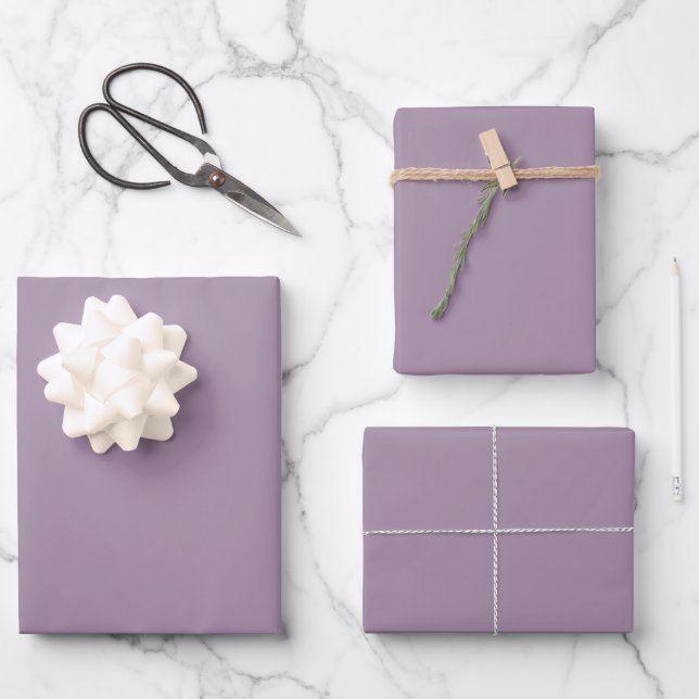 Plain solid colour purple dusty lavender wrapping paper sheet (Front)