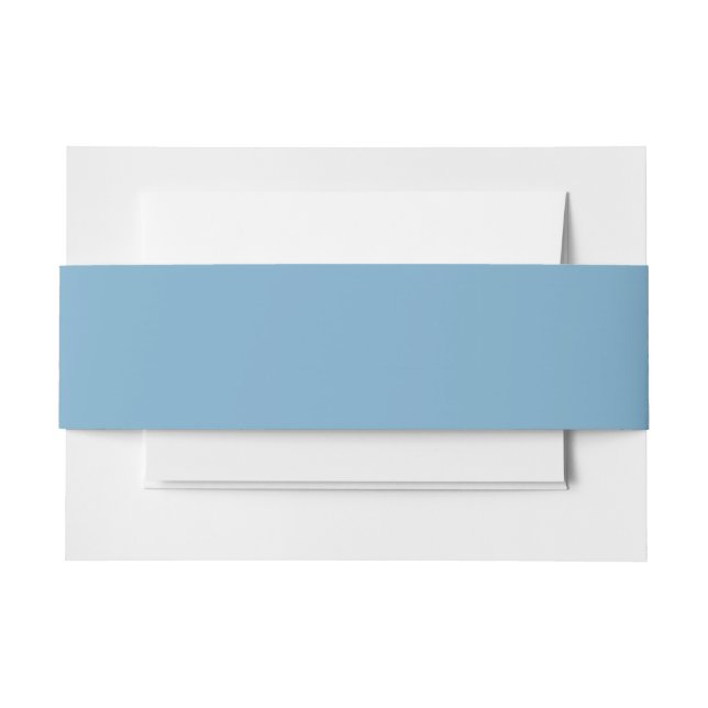 Plain solid pastel dusty blue invitation belly band (Front Example)