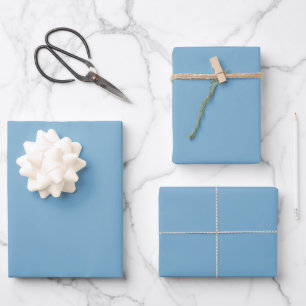 Plain solid pastel dusty blue wrapping paper sheet