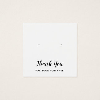 Plain Square Thank You White Earring Display Card