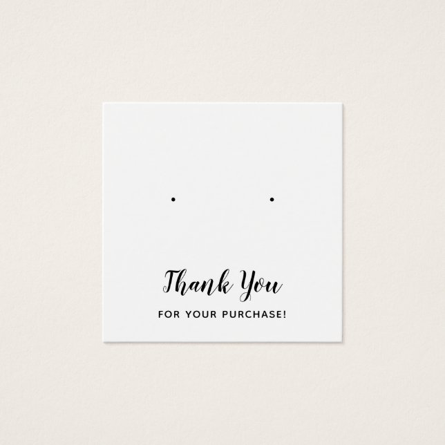 Plain Square Thank You White Earring Display Card (Front)