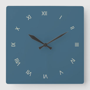 Plain Steel Blue Square Wall Clock