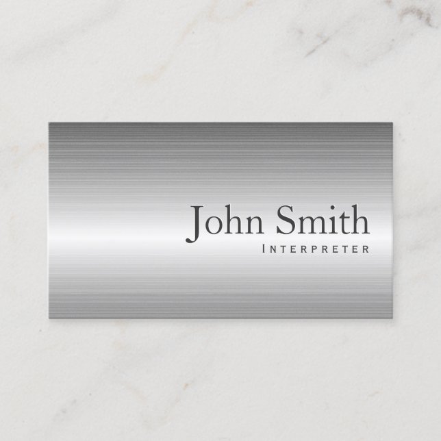 Plain Steel Metal Interpreter Business Card (Front)