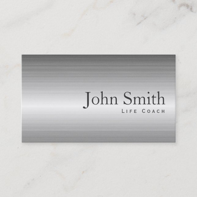 Plain Steel Metal Life Coach Business Card (Front)