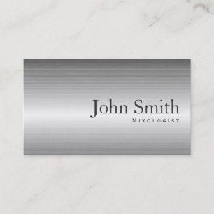 Plain Steel Metal Mixologist Business Card