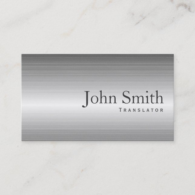 Plain Steel Metal Translator Business Card (Front)