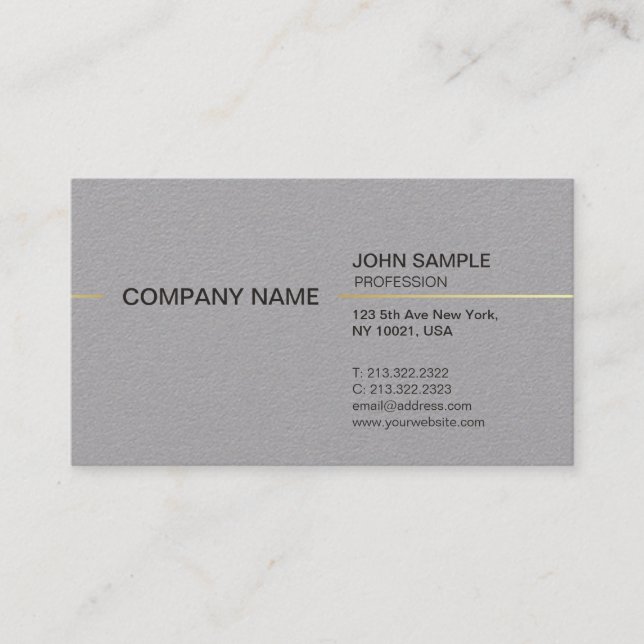 Plain Stylish Modern Professional Elegant Grey Business Card (Front)