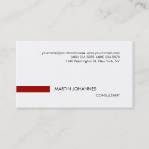 Plain Stylish Red Black White Business Card